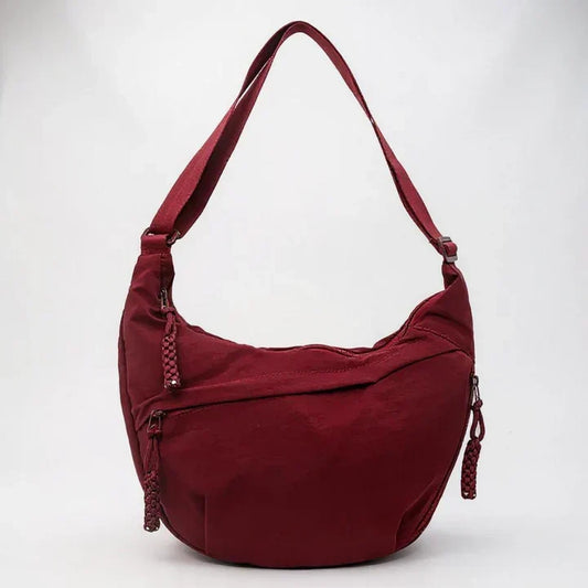 Borsa a tracolla da donna in nylon con tasche e tracolla regolabile