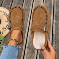 Mocasines para mujer con pelo puntera alargada y cerrada