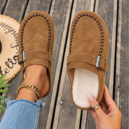 Mocasines para mujer con pelo puntera alargada y cerrada