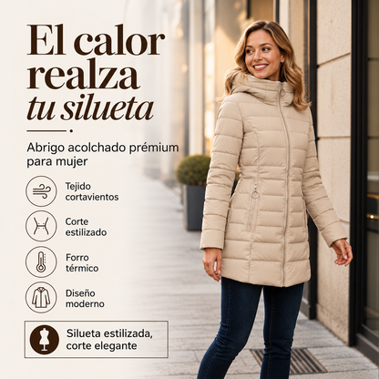 Abrigo de invierno para mujer con capucha y aislamiento térmico