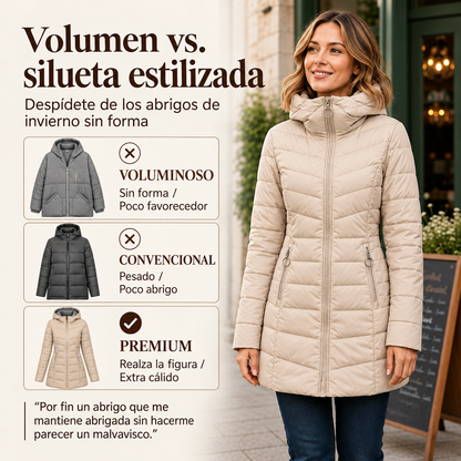 Abrigo de invierno para mujer con capucha y aislamiento térmico