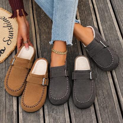 Mocasines para mujer con pelo puntera alargada y cerrada
