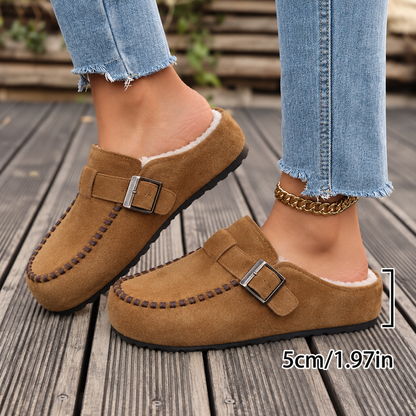 Mocasines para mujer con pelo puntera alargada y cerrada
