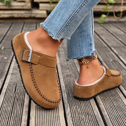 Mocasines para mujer con pelo puntera alargada y cerrada