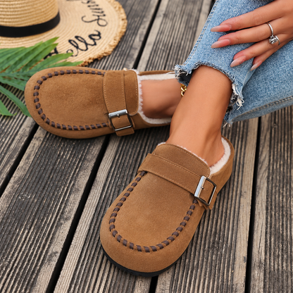Mocasines para mujer con pelo puntera alargada y cerrada