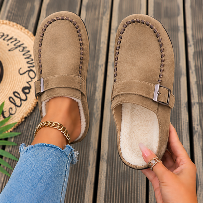Mocasines para mujer con pelo puntera alargada y cerrada