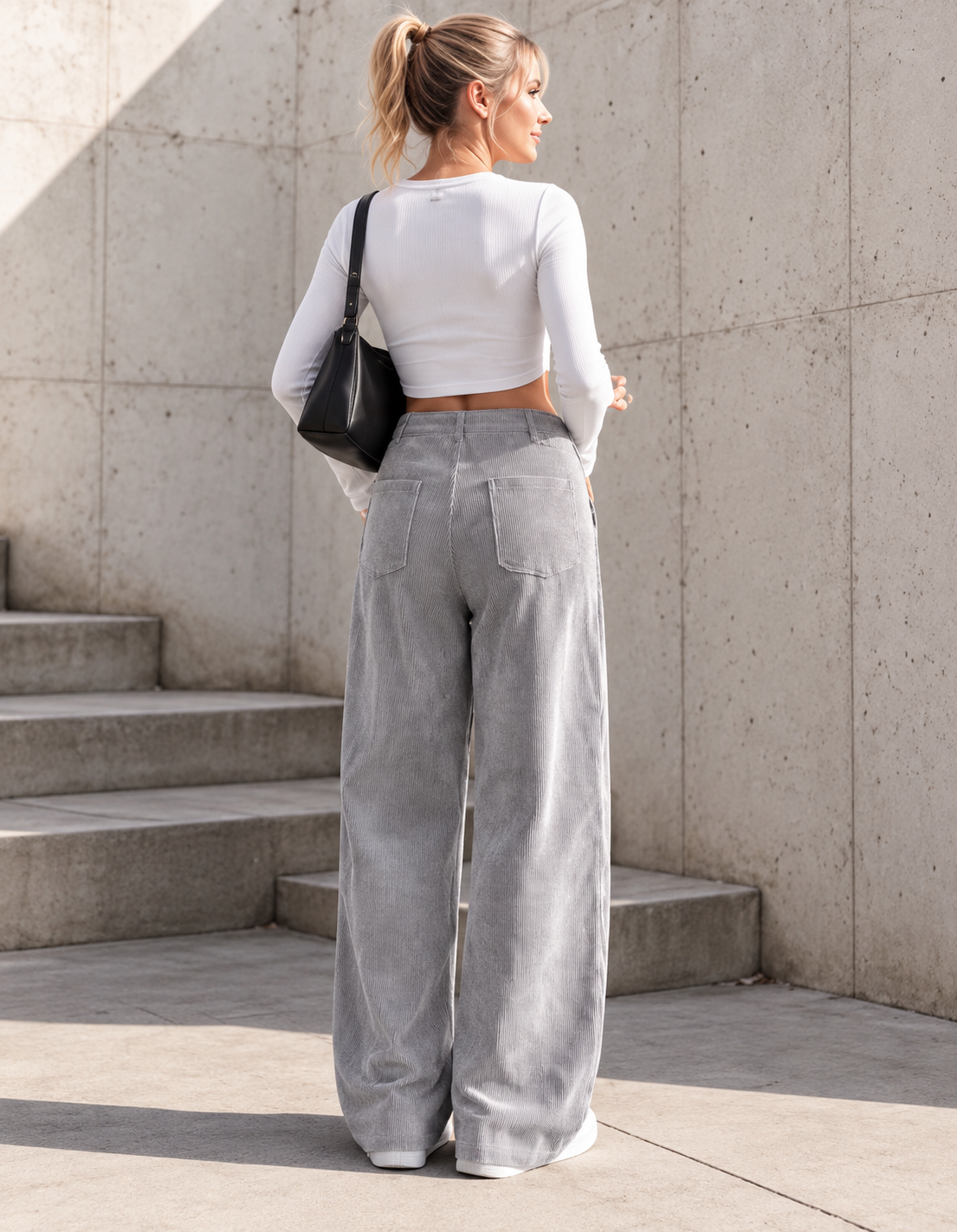 Pantalones de mujer de pierna ancha, cómodos y de corte relajado.