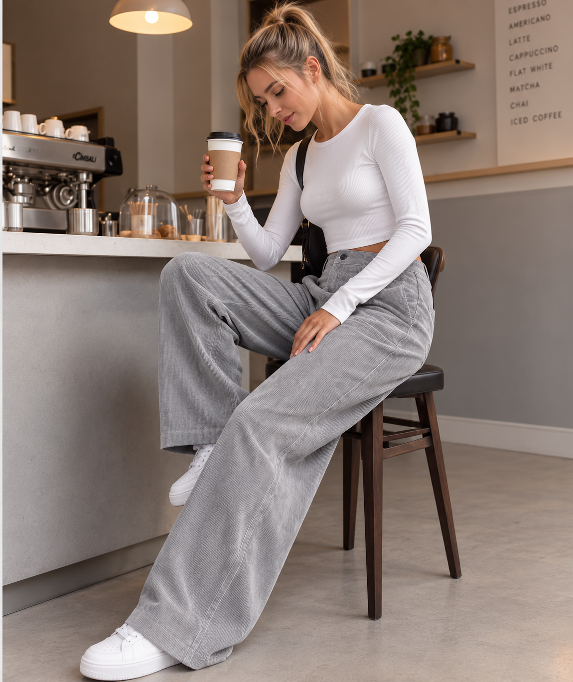 Pantalones de mujer de pierna ancha, cómodos y de corte relajado.