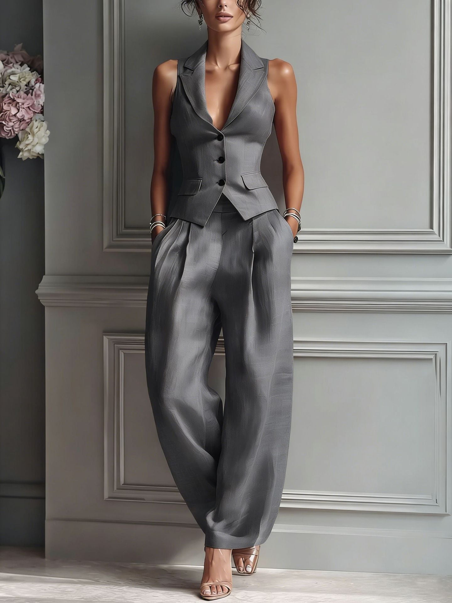 Julia | Conjunto de chaleco sastre y pantalón de pinzas