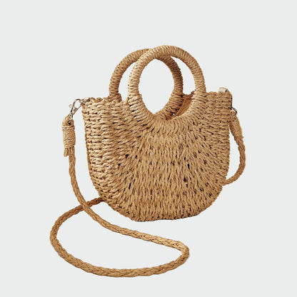 Bolso Mujer Tejido Vintage con Asa Redonda – Estilo Natural Elegante