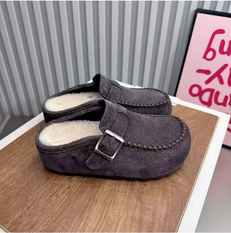 Mocasines para mujer con pelo puntera alargada y cerrada