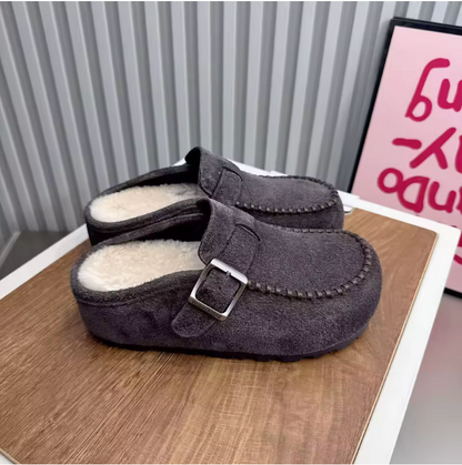 Mocasines para mujer con pelo puntera alargada y cerrada