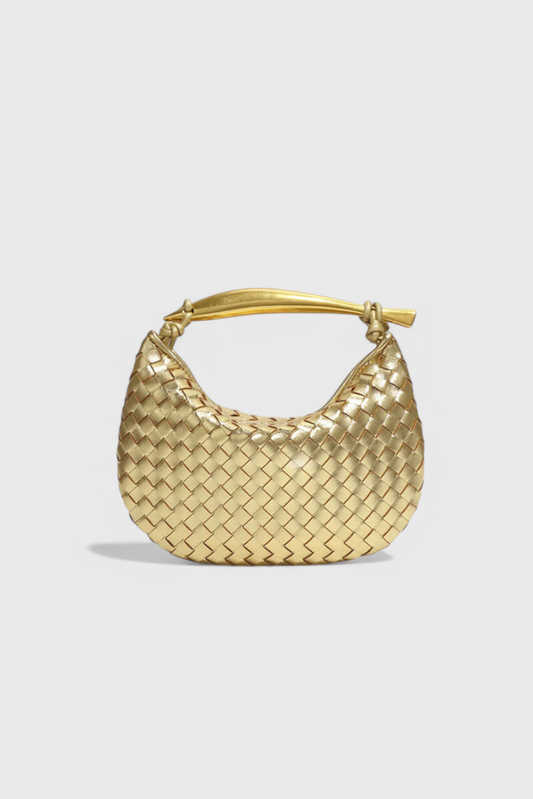 Borsa dorata donna elegante in tessuto – borsa mini di lusso con manico metallico