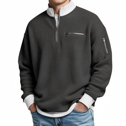 Jersey de hombre | Jersey de punto tipo waffle con cremallera de media abertura
