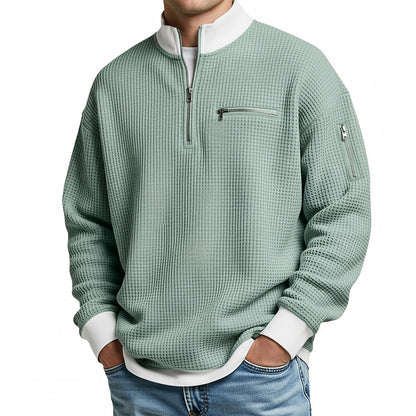 Jersey de hombre | Jersey de punto tipo waffle con cremallera de media abertura