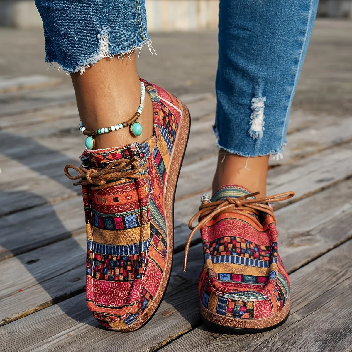 Zapatillas deportivas ortopédicas y cómodas multicolor para mujer.