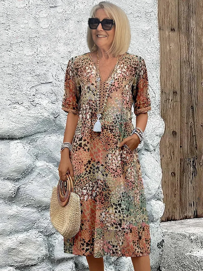 Vestido floral mujer elegante – vestido casual mujer cuello V