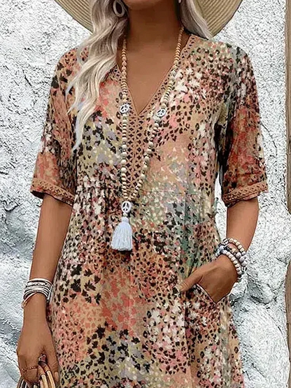 Vestido floral mujer elegante – vestido casual mujer cuello V