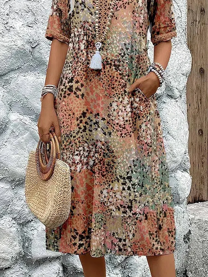 Vestido floral mujer elegante – vestido casual mujer cuello V