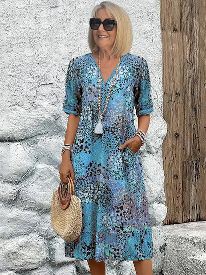 Vestido floral mujer elegante – vestido casual mujer cuello V