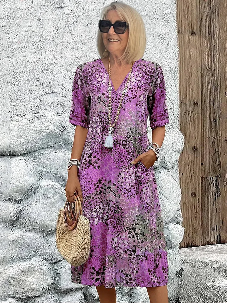 Vestido floral mujer elegante – vestido casual mujer cuello V