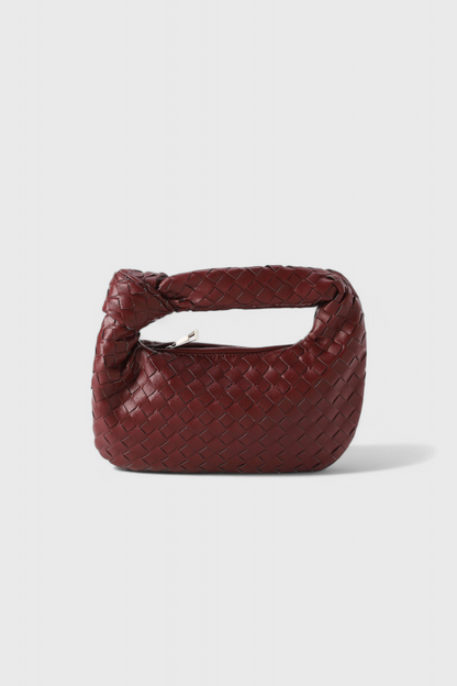 Bolso satchel mini rojo mujer tejido – bolso elegante cuero vegano compacto
