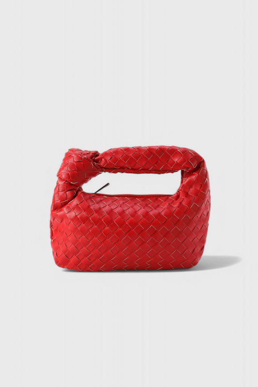 Borsa a tracolla mini rossa da donna in tessuto – borsa elegante in pelle vegana compatta
