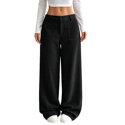 Pantalones de mujer de pierna ancha, cómodos y de corte relajado.