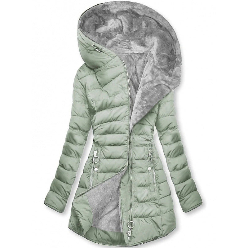 Abrigo de invierno para mujer con capucha y aislamiento térmico