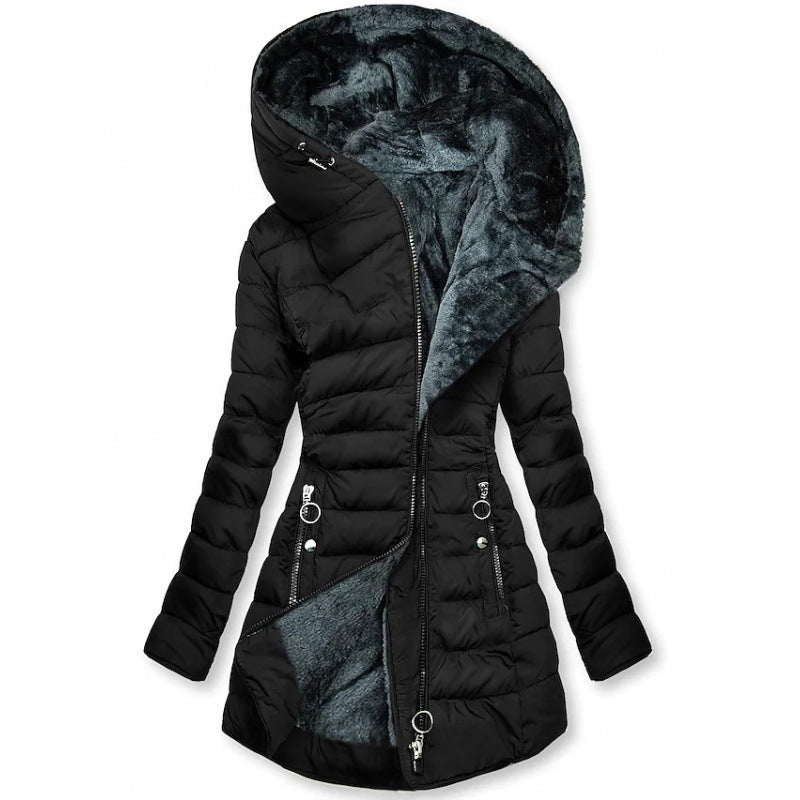 Abrigo de invierno para mujer con capucha y aislamiento térmico